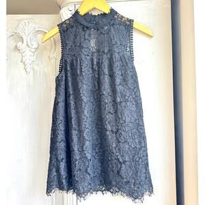 Xhilaration Black Lace Sleeveless High Neck Top Keyhole Back Size S Boho